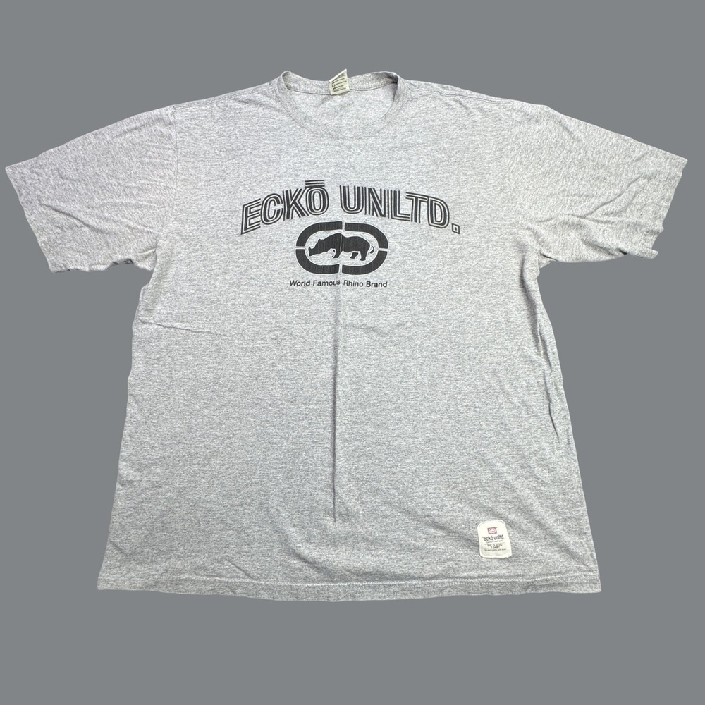Ecko Unltd T Shirt Mens XXL Gray Rhino Logo Streetwear Retro EU Graphic Print